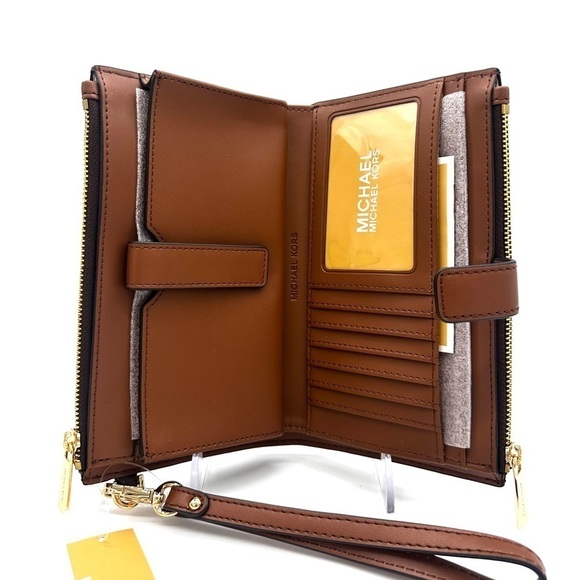 Michael Kors Large Double Zip Wallet Wristlet Brown - Picture 8 of 10